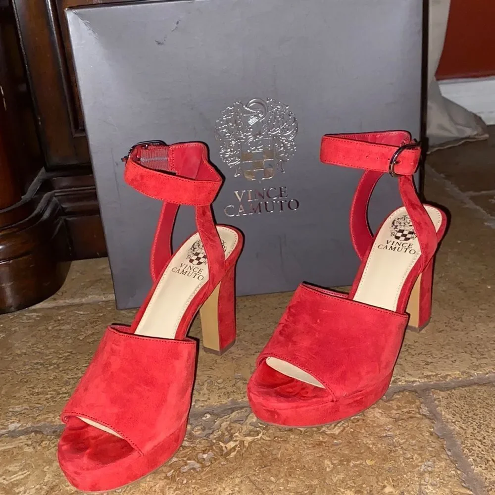 Vince Camuto Red Suede Heels